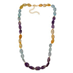 Aquamarin, Afrikanischer Amethyst, Citrin Halskette ca. 45 cm mit 5 cm extender, 925 Silber 750 Gelbgold Vermeil ca. 130.00 ct