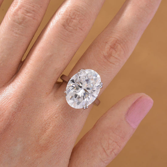 D'Joy Moissanit Ring 925 Silber rhodiniert (Größe 18.00) ca. 15,00 ct