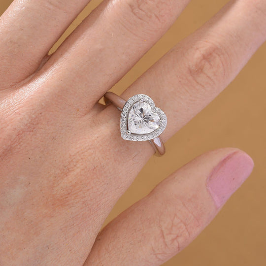 RADIANTA GRA zertifiziert Moissanit (D-VVS) Ring 925 Silber rhodiniert (Größe 17.00) ca. 2.14 ct