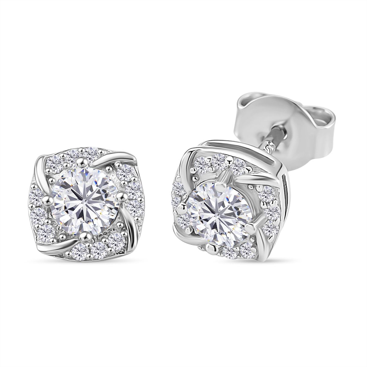 RADIANTA GRA zertifiziert Moissanit (D-VVS) Ohrringe 925 Silber rhodiniert ca. 0.72 ct