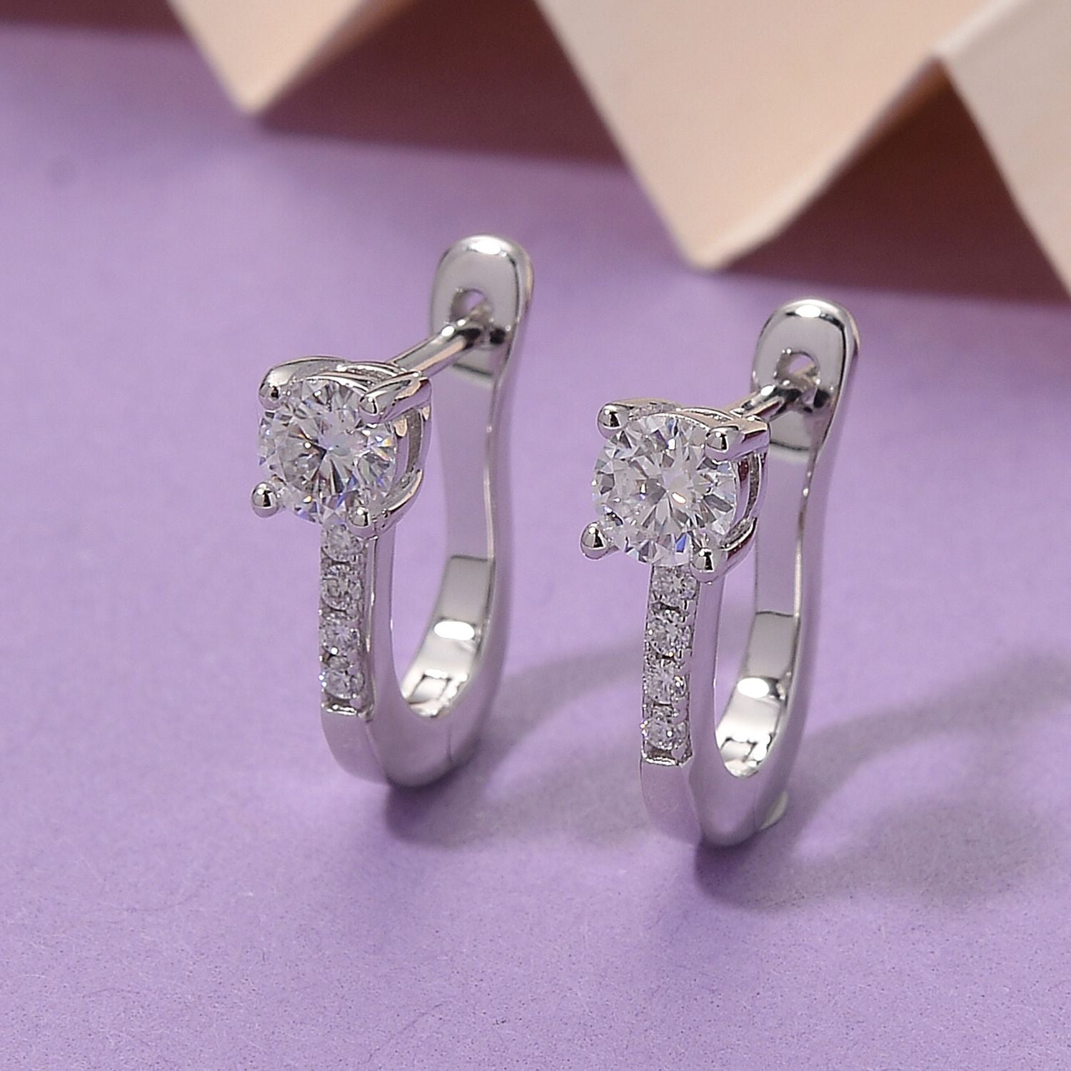 RADIANTA GRA zertifiziert Moissanit (D-VVS) Ohrringe 925 Silber rhodiniert ca. 0.54 ct