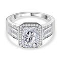 ALLE ERSTEMAL RADIANTA GRA zertifiziert RADIANT-SCHLIFF Moissanit (D-VVS) Ring 925 Silber rhodiniert (Größe 16.00) ca. 3.00 ct