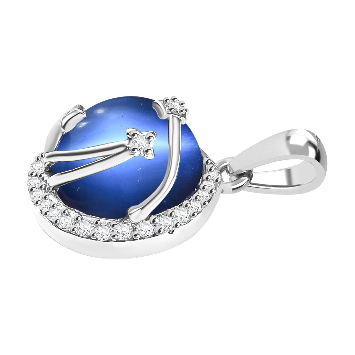D'Joy Aurora Mondstein, Weißer Zirkon Anhänger 925 Silber rhodiniert ca. 3.92 ct