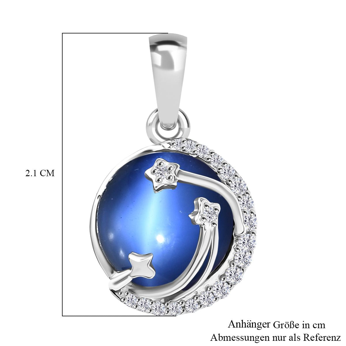 D'Joy Aurora Mondstein, Weißer Zirkon Anhänger 925 Silber rhodiniert ca. 3.92 ct