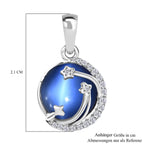 D'Joy Aurora Mondstein, Weißer Zirkon Anhänger 925 Silber rhodiniert ca. 3.92 ct