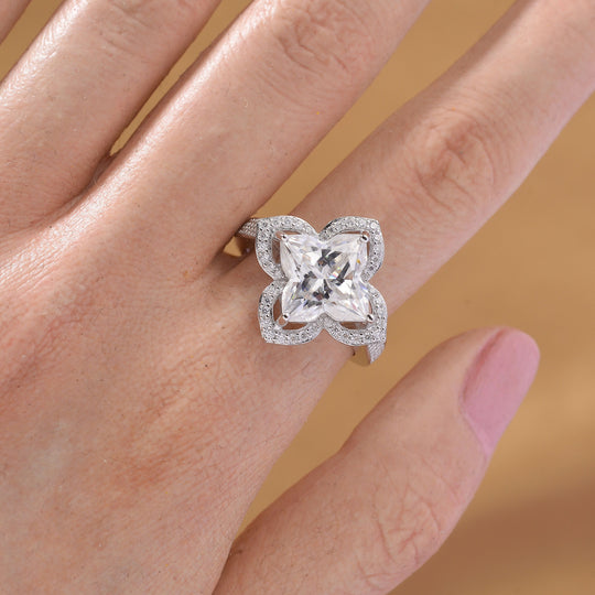 D'Joy Moissanit Ring 925 Silber rhodiniert (Größe 16.00) ca. 5,93 ct
