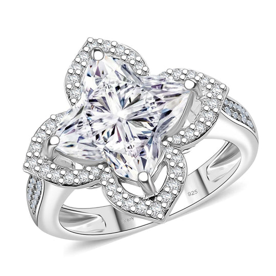 D'Joy Moissanit Ring 925 Silber rhodiniert (Größe 16.00) ca. 5,93 ct
