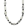 Weißer Türkis-Jaspis, Schwarzer Spinell Halskette ca. 50 cm Nickelfreies Messing platiniert ca. 200.00 ct