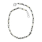 Weißer Türkis-Jaspis, Schwarzer Spinell Halskette ca. 50 cm Nickelfreies Messing platiniert ca. 200.00 ct