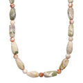Rosa Web Jaspis Halskette ca. 50 cm Nickelfreies Messing platiniert ca. 200.00 ct