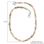 Rosa Web Jaspis Halskette ca. 50 cm Nickelfreies Messing platiniert ca. 200.00 ct