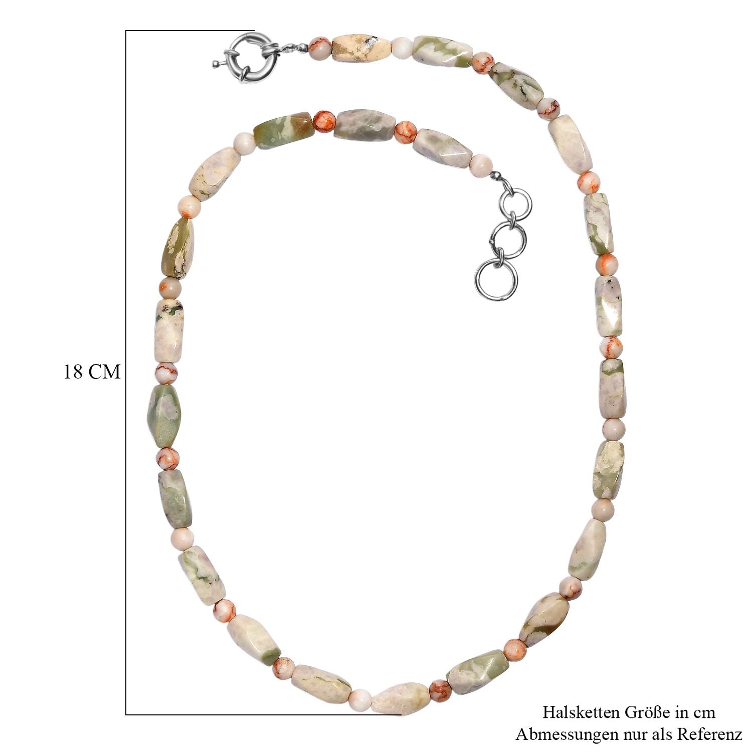 Rosa Web Jaspis Halskette ca. 50 cm Nickelfreies Messing platiniert ca. 200.00 ct