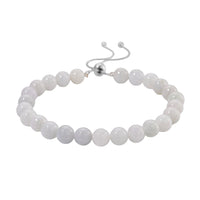 D'Joy EXTREM SELTEN Natürliche Weiße Jade Armband Flexibles (ca. 16.5 - 23 cm), 925 Silber rhodiniert ca. 90.00 ct