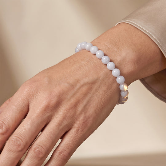D'Joy natürliches weißes Jade flexibles Armband, 925 Silber rhodiniert - 90 ct.