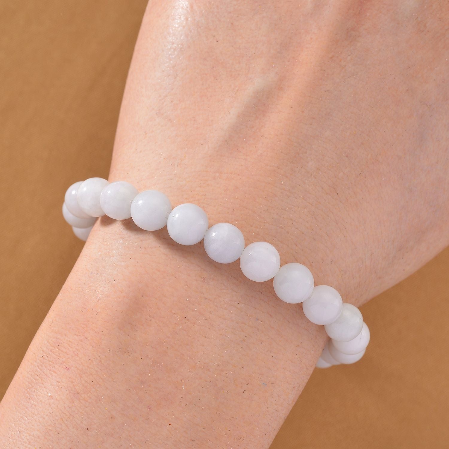 D'Joy EXTREM SELTEN Natürliche Weiße Jade Armband Flexibles (ca. 16.5 - 23 cm), 925 Silber rhodiniert ca. 90.00 ct