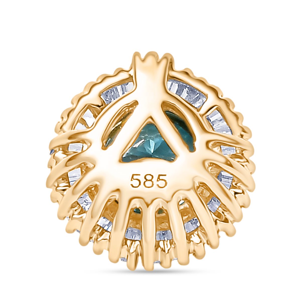 AAA Blauer Zirkon, Weißer Diamant Anhänger 585 Gold ca. 1,59 ct.