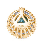 AAA Blauer Zirkon, Weißer Diamant Anhänger 585 Gold ca. 1,59 ct.