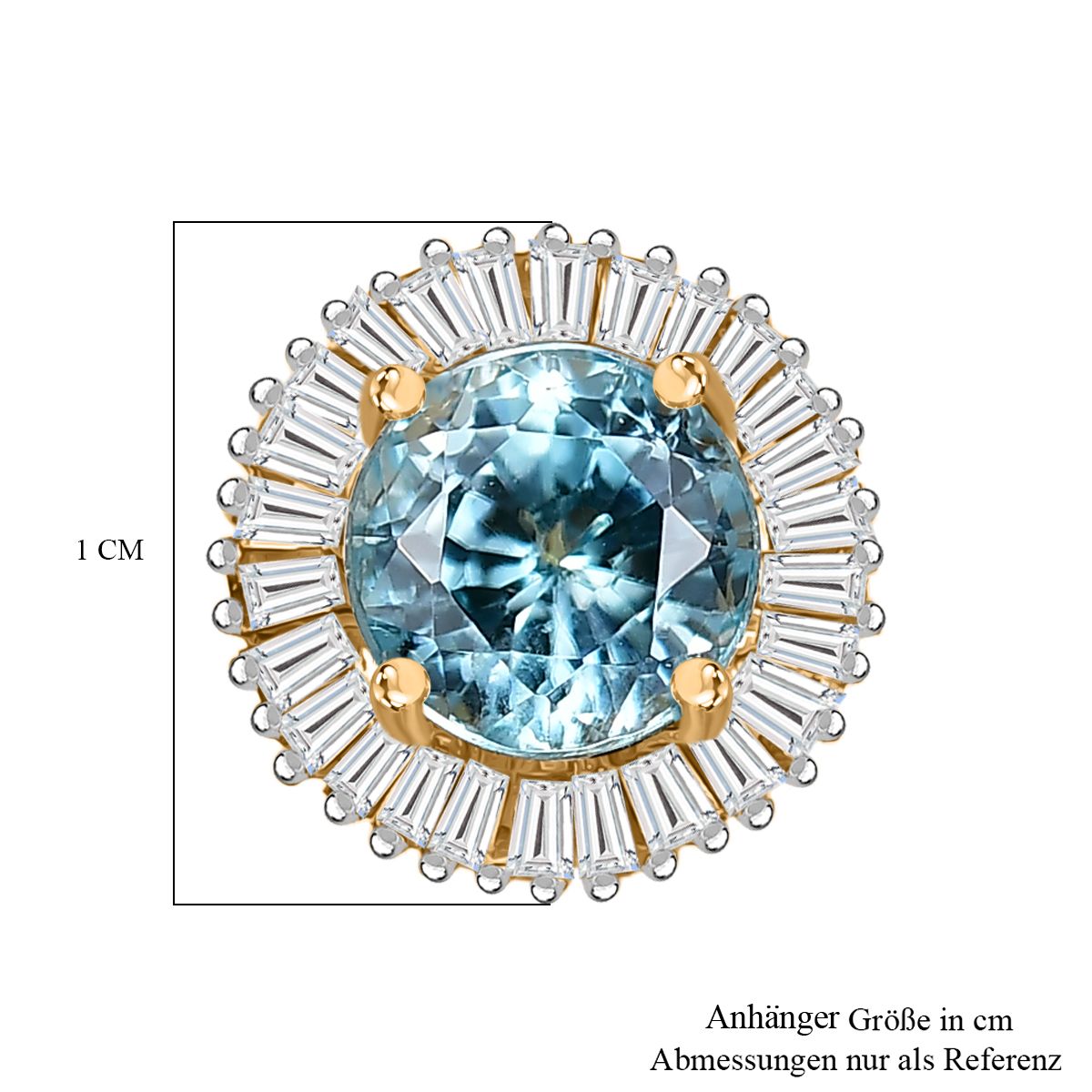 AAA Blauer Zirkon, Weißer Diamant Anhänger 585 Gold ca. 1,59 ct.
