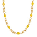 Simulierte Gelbe Bernstein Halskette, ca. 50 cm + 5 cm Extender, goldfarben