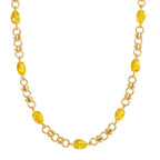 Simulierte Gelbe Bernstein Halskette, ca. 50 cm + 5 cm Extender, goldfarben