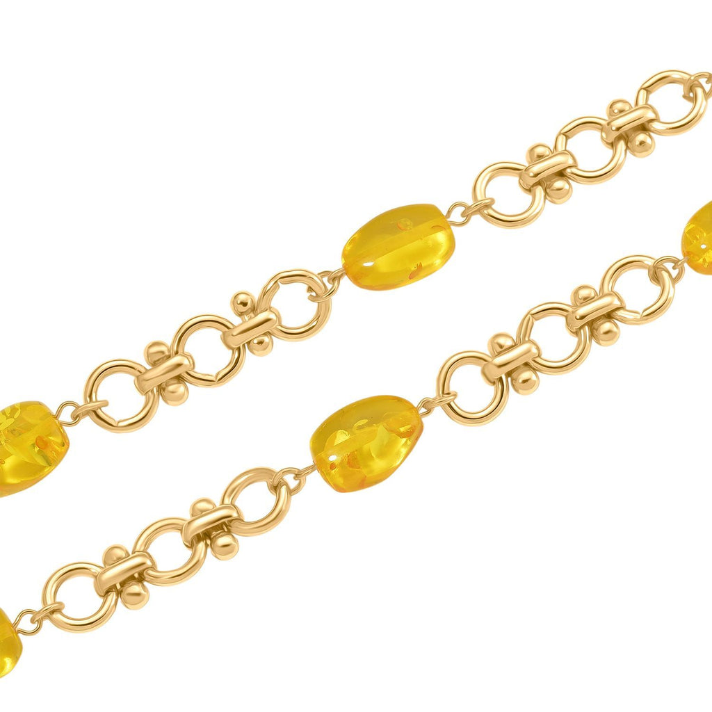Simulierte Gelbe Bernstein Halskette, ca. 50 cm + 5 cm Extender, goldfarben