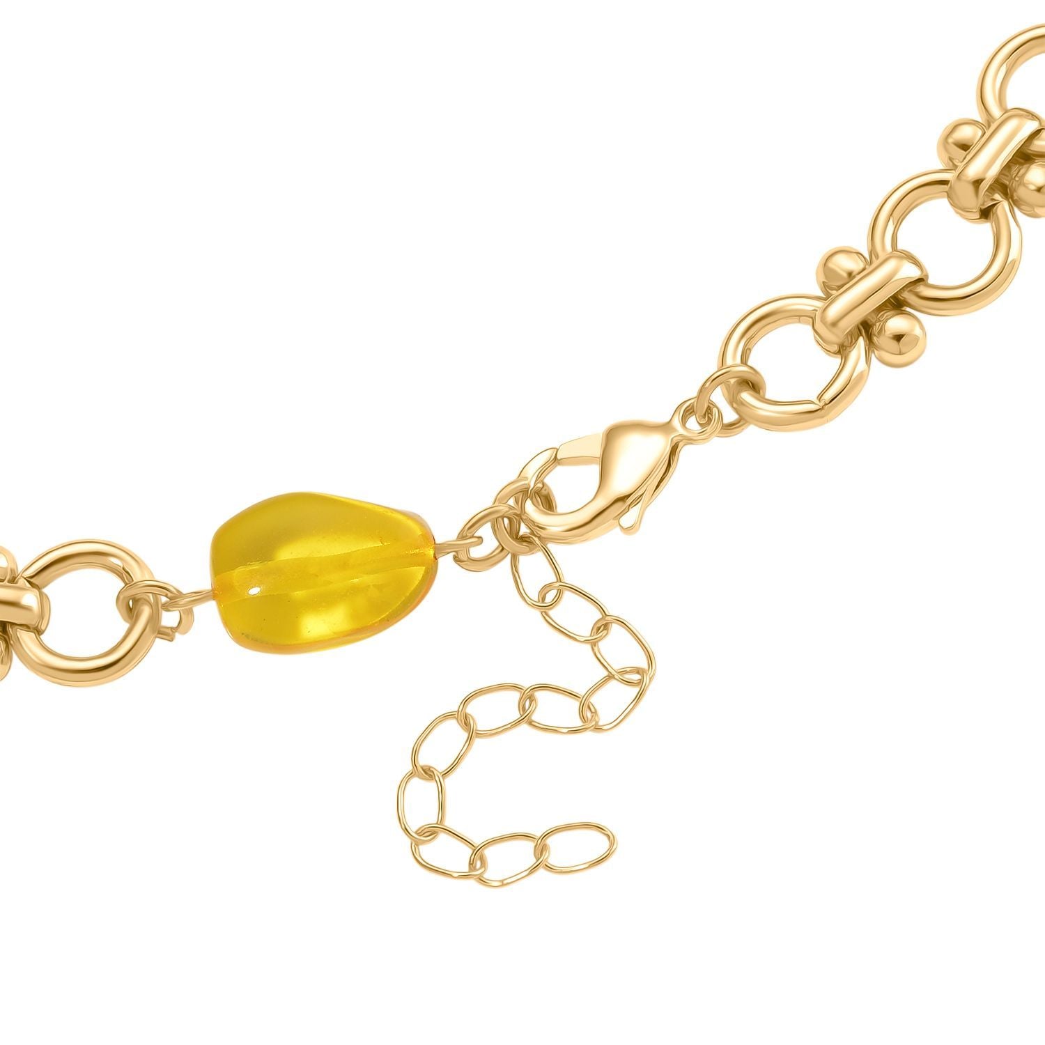Simulierte Gelbe Bernstein Halskette, ca. 50 cm + 5 cm Extender, goldfarben