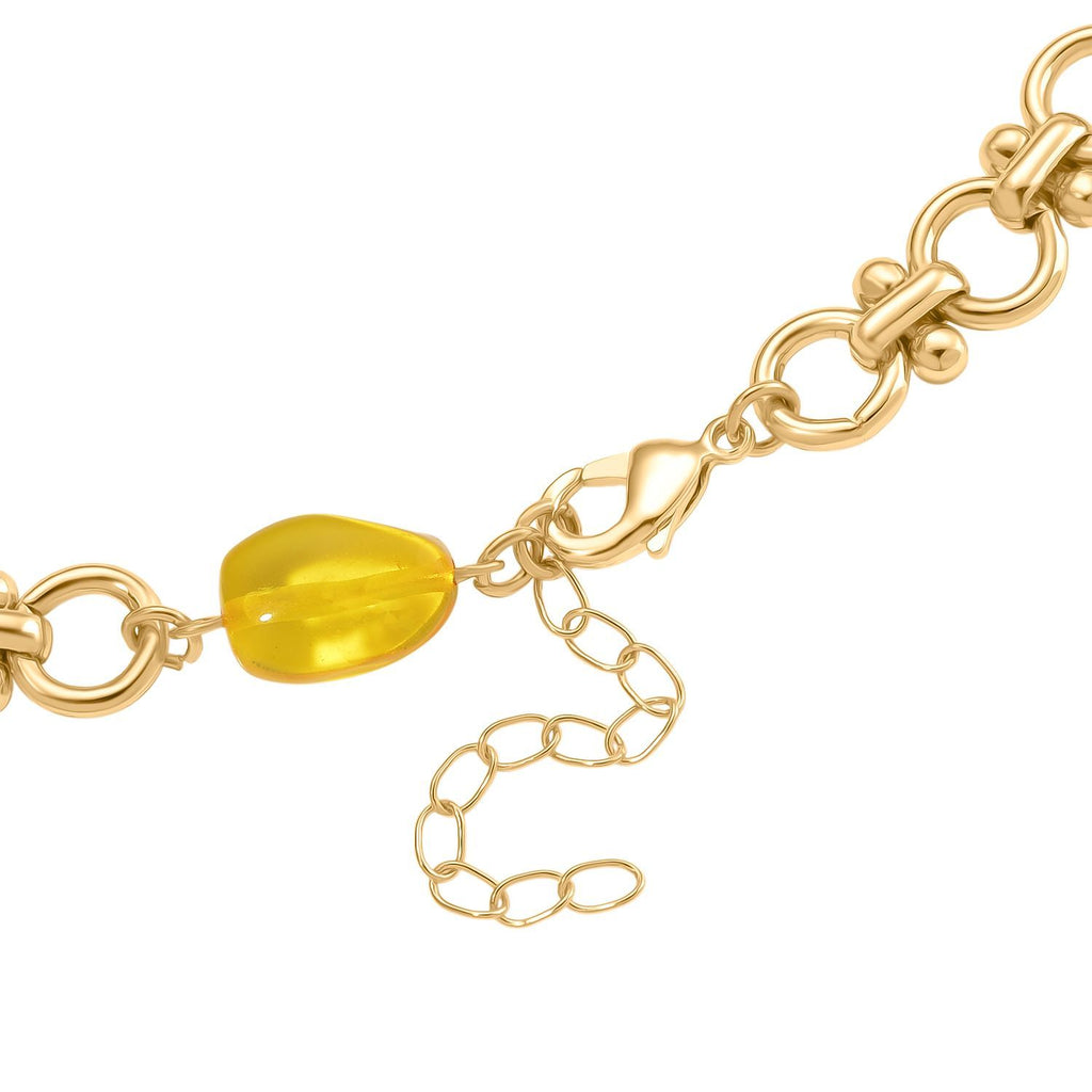 Simulierte Gelbe Bernstein Halskette, ca. 50 cm + 5 cm Extender, goldfarben