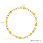 Simulierte Gelbe Bernstein Halskette, ca. 50 cm + 5 cm Extender, goldfarben