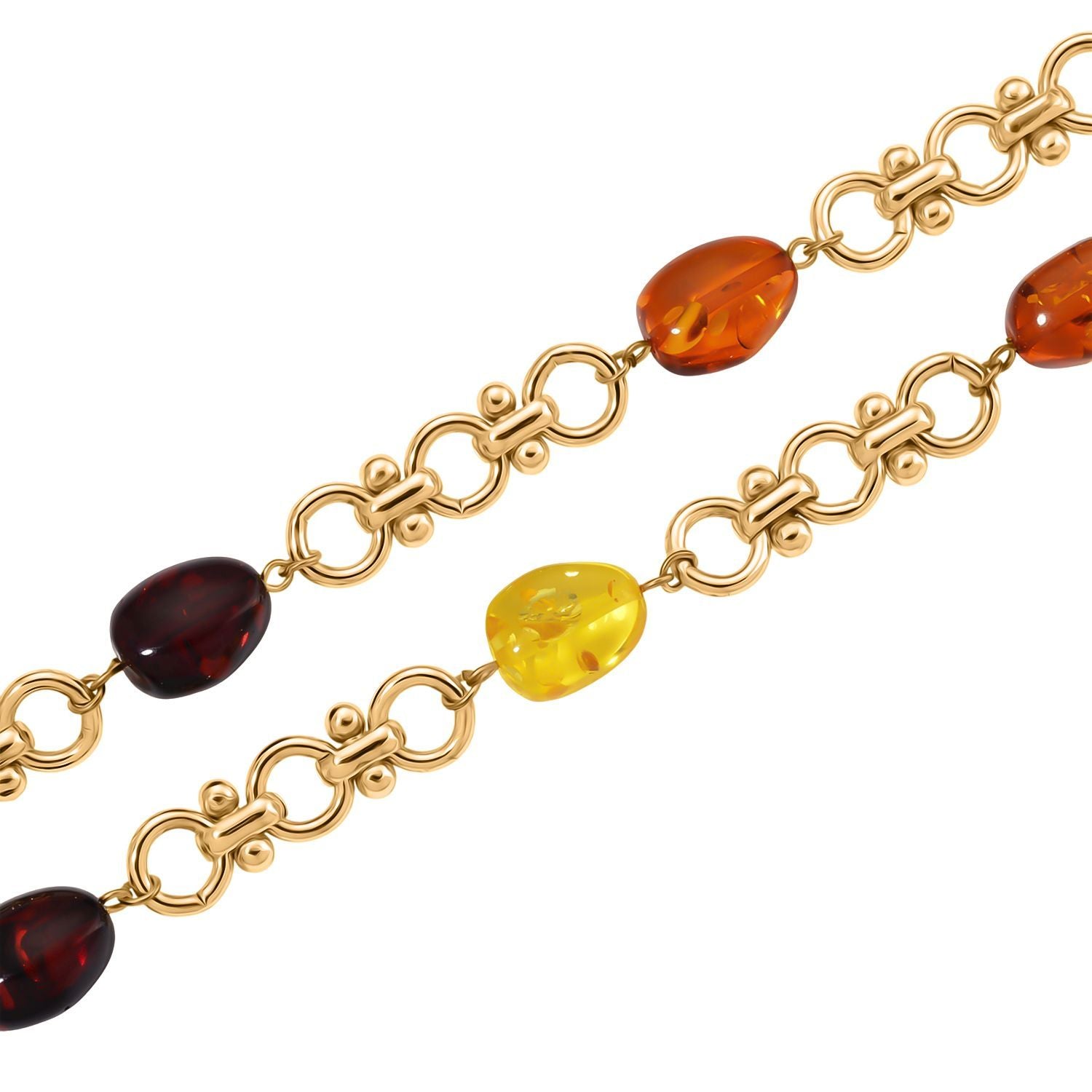 Simulierte Mehrfarbige Bernstein Halskette ca. 50 cm + 5 cm Extender, goldfarben