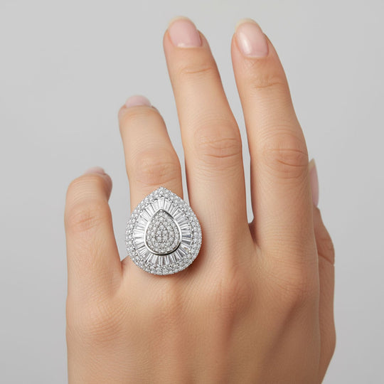 LUSTRO STELLA - Weißer Zirkonia Ring 925 Silber rhodiniert (Größe 18.00)