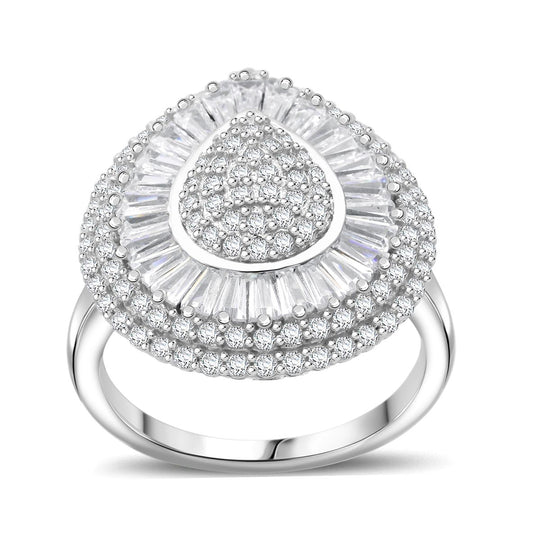 LUSTRO STELLA - Weißer Zirkonia Ring 925 Silber rhodiniert (Größe 18.00)
