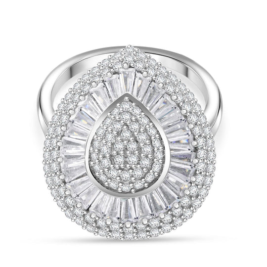 LUSTRO STELLA - Weißer Zirkonia Ring 925 Silber rhodiniert (Größe 18.00)