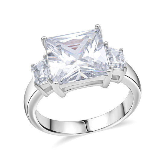 Lustro Stella Weißer Zirkonia Ring 925 Silber rhodiniert, (Größe 18.00)