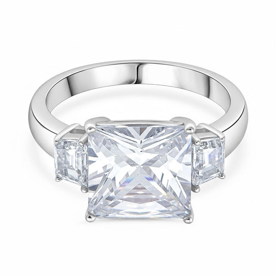 Lustro Stella Weißer Zirkonia Ring 925 Silber rhodiniert, (Größe 18.00)