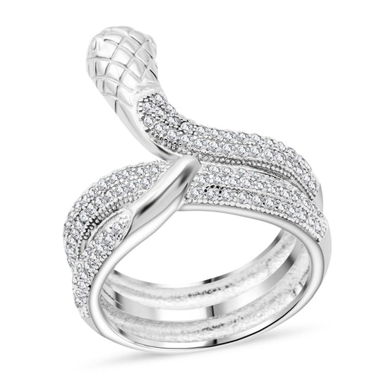 LUSTRO STELLA - Weißer Zirkonia Ring 925 Silber rhodiniert (Größe 18.00)