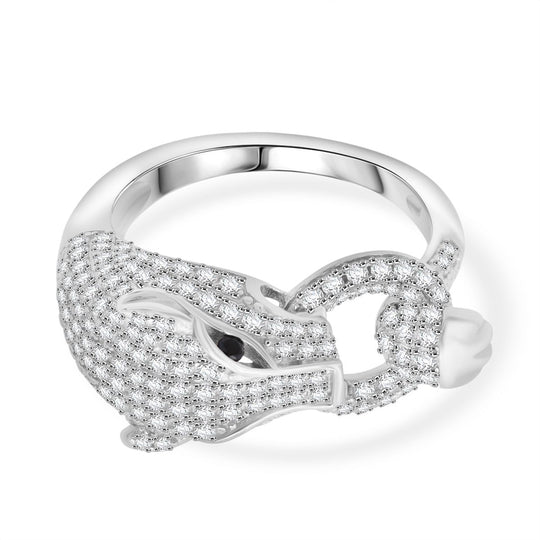 LUSTRO STELLA - Schwarzer Zirkonia, Weißer Zirkonia Ring 925 Silber rhodiniert (Größe 21.00)