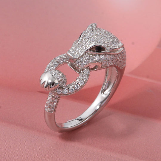 Lustro Stella Schwarzer Zirkonia, Weißer Zirkonia Ring 925 Silber rhodiniert (Größe 17.00)