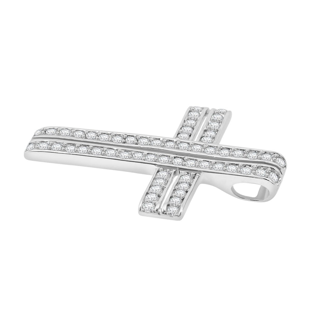 Lustro Stella Weißer Zirkonia Kreuz Anhänger 925 Silber rhodiniert