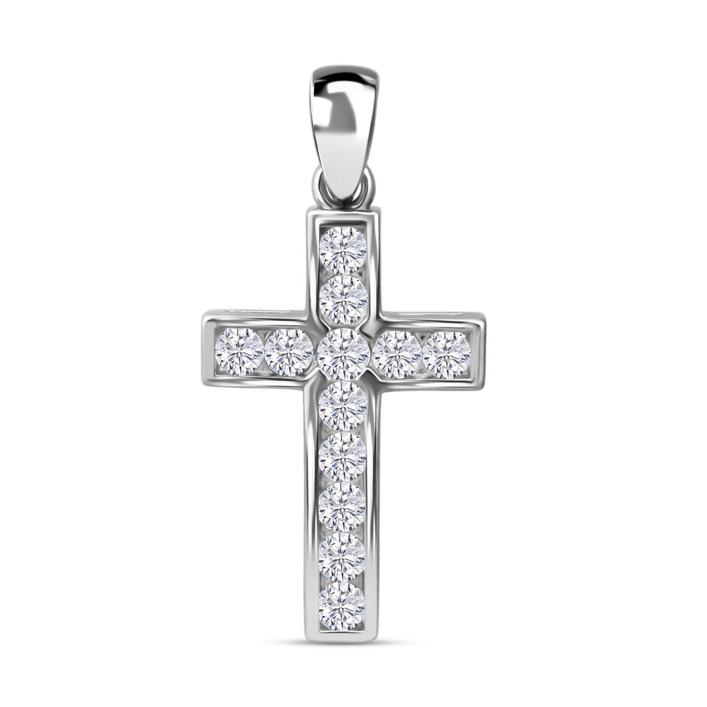 Lustro Stella Weißer Zirkonia Anhänger 925 Silber rhodiniert