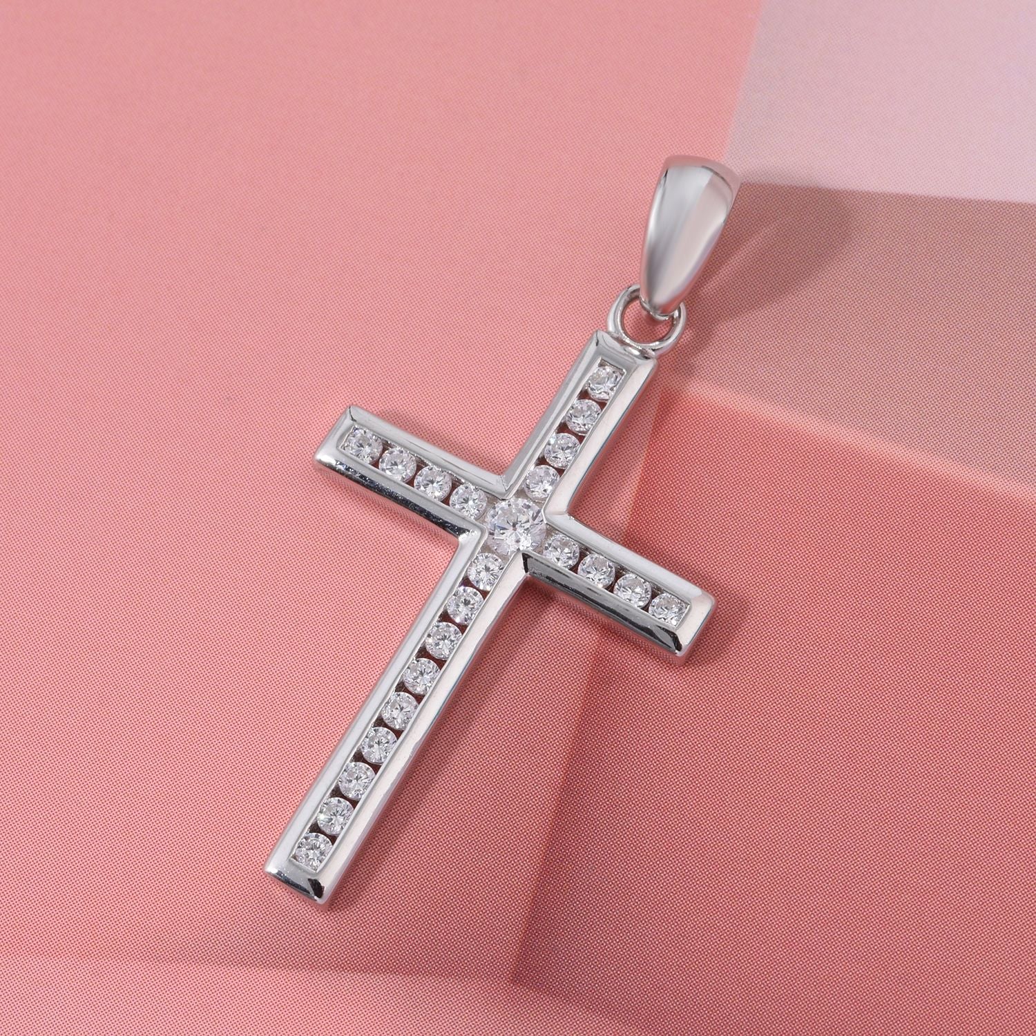 Lustro Stella Weißer Zirkonia Anhänger 925 Silber rhodiniert