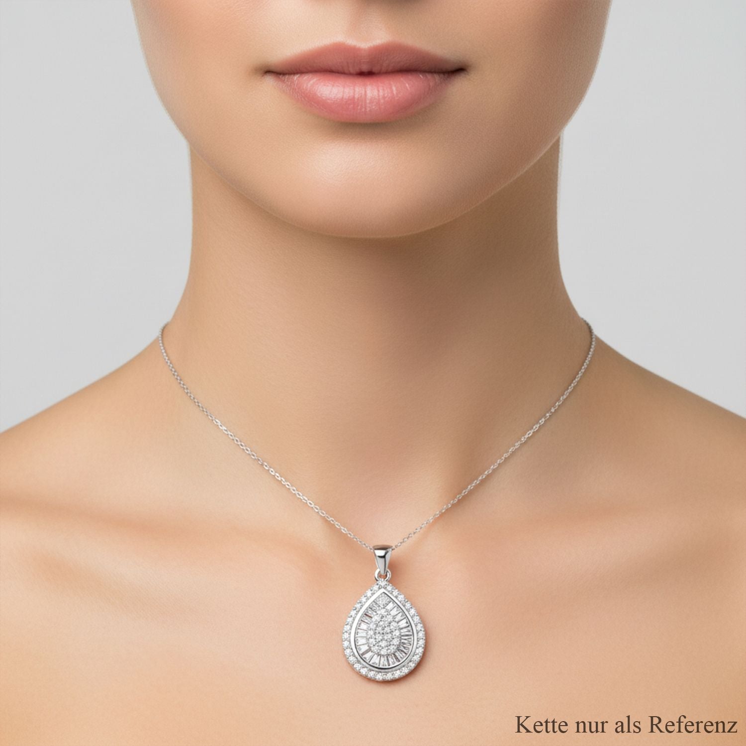 LUSTRO STELLA - Weißer Zirkonia Anhänger 925 Silber rhodiniert