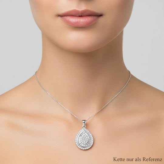 LUSTRO STELLA - Weißer Zirkonia Anhänger 925 Silber rhodiniert