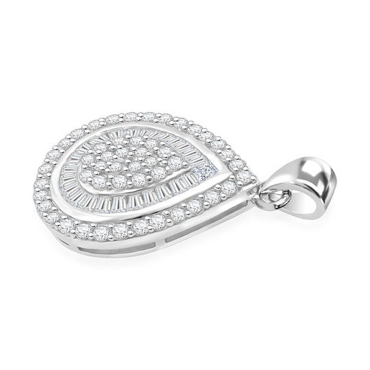 LUSTRO STELLA - Weißer Zirkonia Anhänger 925 Silber rhodiniert