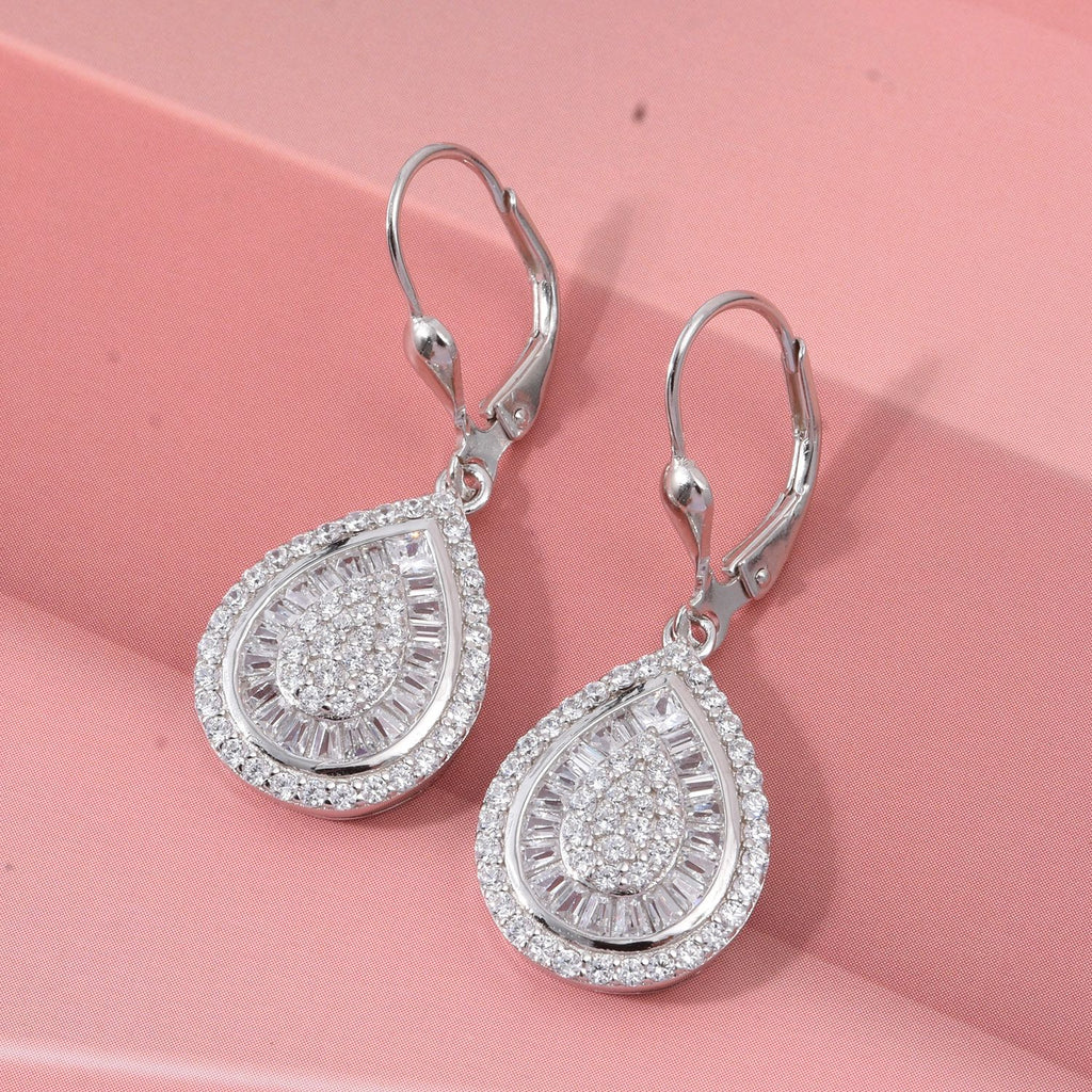 Lustro Stella Weißer Zirkonia Ohrringe 925 Silber rhodiniert