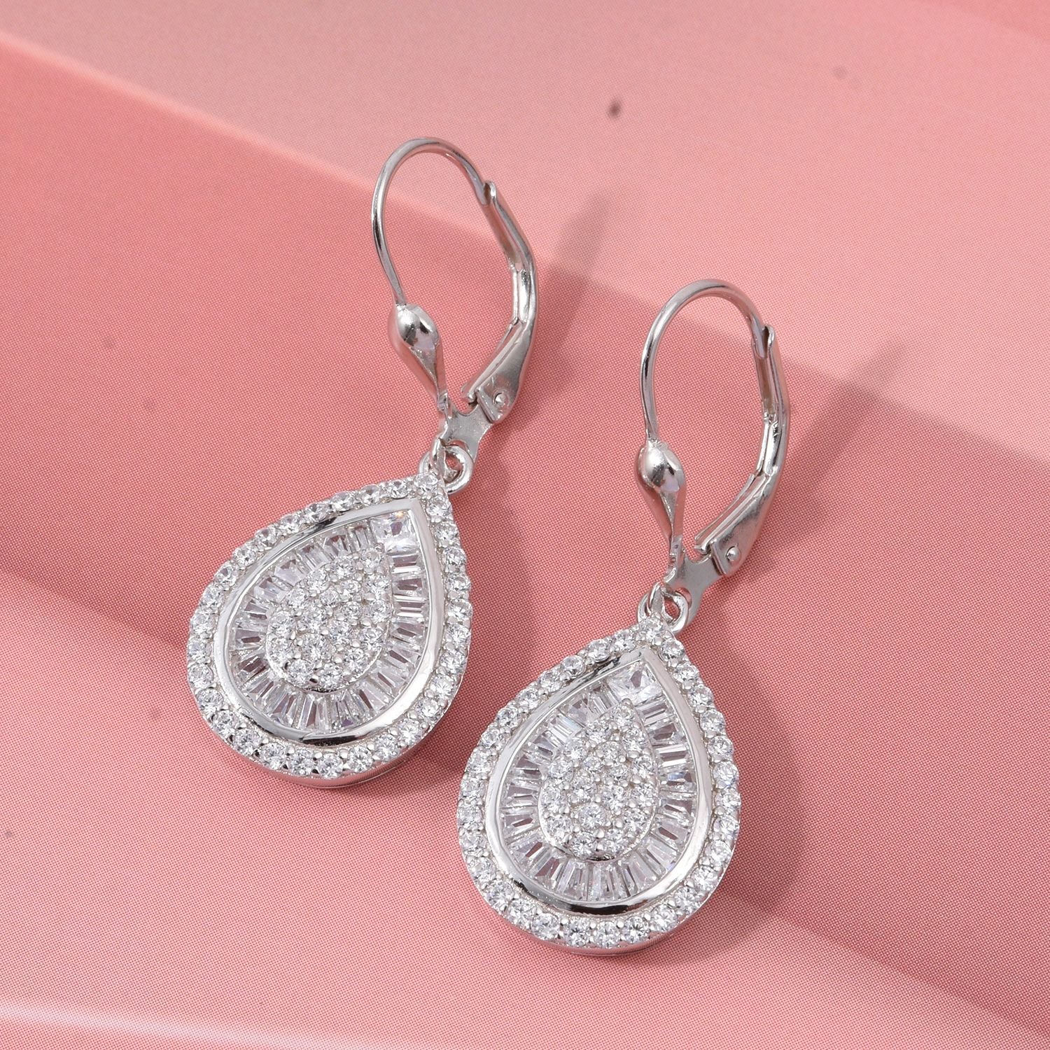 Lustro Stella Weißer Zirkonia Ohrringe 925 Silber rhodiniert