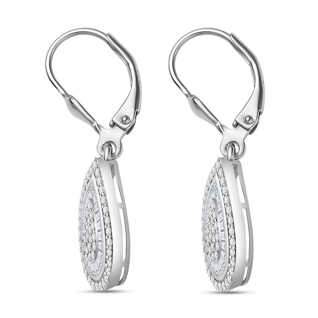 Lustro Stella Weißer Zirkonia Ohrringe 925 Silber rhodiniert
