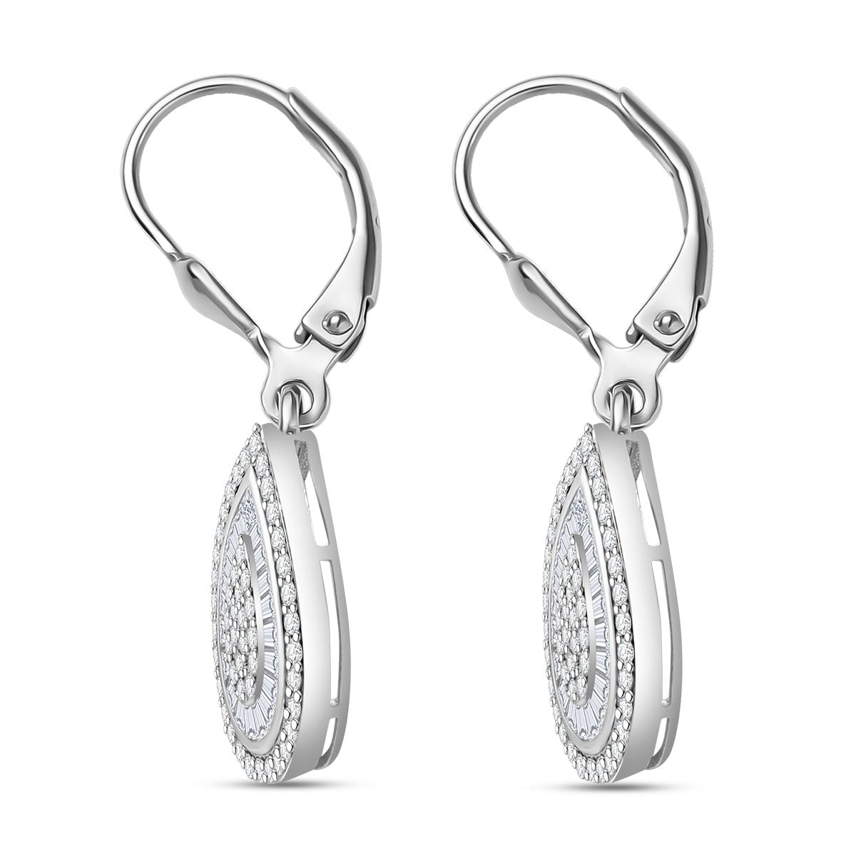 Lustro Stella Weißer Zirkonia Ohrringe 925 Silber rhodiniert