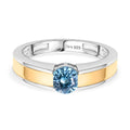 D'Joy AA Blauer Zirkon Ring 925 Silber platiniert und vergoldet (Größe 19.00) ca. 1,11 ct