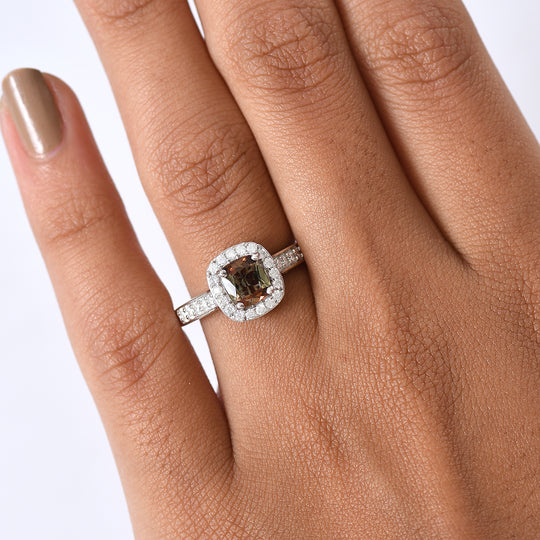 D'Joy AA Andalusit, Moissanit Ring 925 Silber Rhodiniert (Größe 18.00)   ca. 1,52 ct