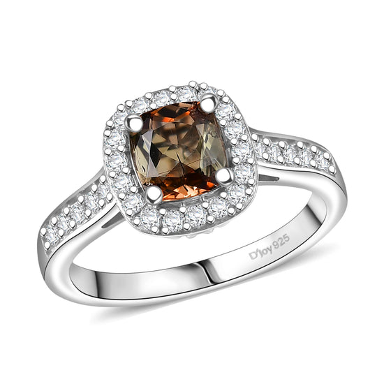 D'Joy AA Andalusit, Moissanit Ring 925 Silber Rhodiniert (Größe 18.00)   ca. 1,52 ct